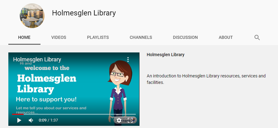 Library Youtube channel screenshot